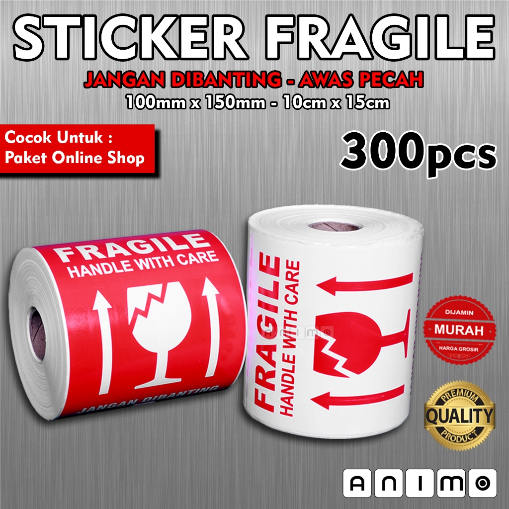 

STICKER FRAGILE - LABEL FRAGILE 15X10 CM - 300 PCS