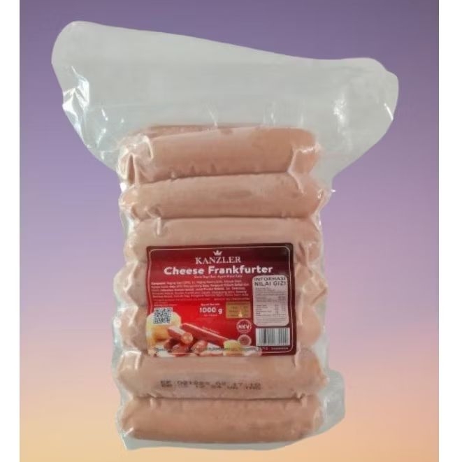 

Cheese Frankfurter Kanzler-Sosis Sapi dan Ayam rasa Keju 12 cm / 1 Kg