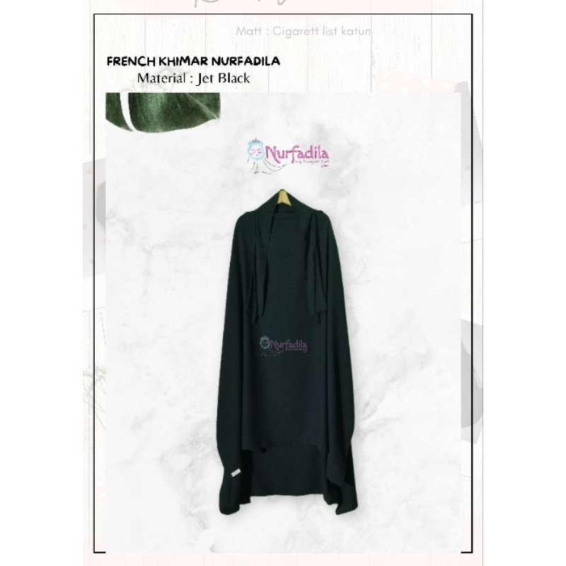Jilbab French Khimar Bahan Jet Black
