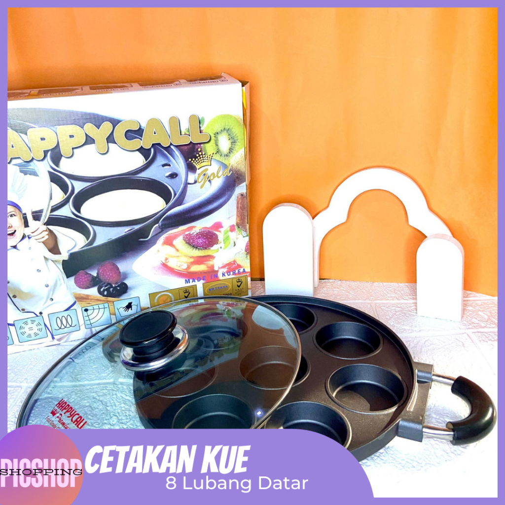 CETAKAN HAPPY CALL Premium 8 LUBANG LUMPUR APEM SNACK MAKER KUE