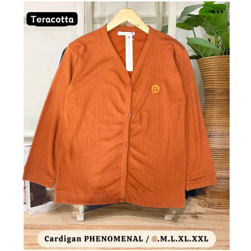 Cardigan Phenomenal Sweater Waffle Kancing Depan