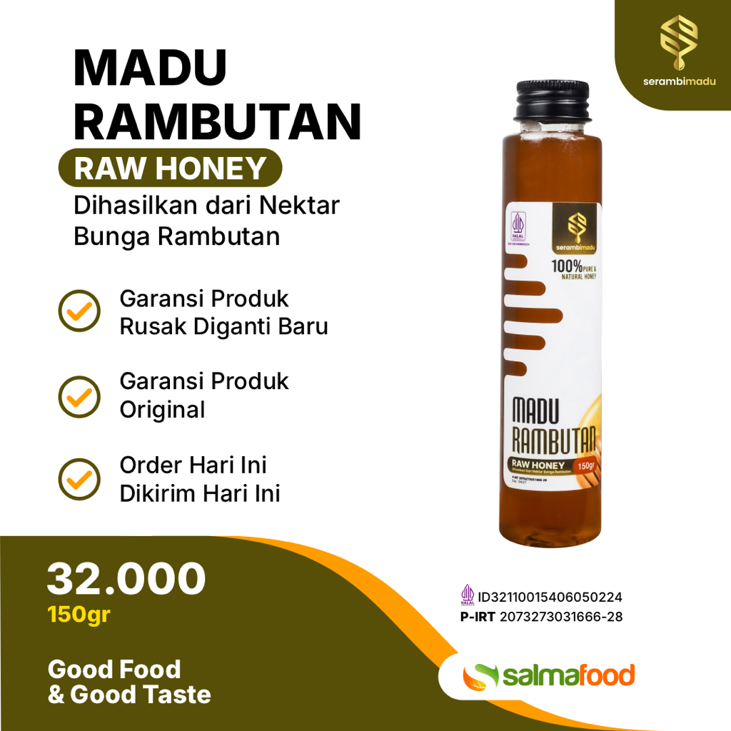

Salmafood Madu Rambutan Murni Raw Honey Serambimadu