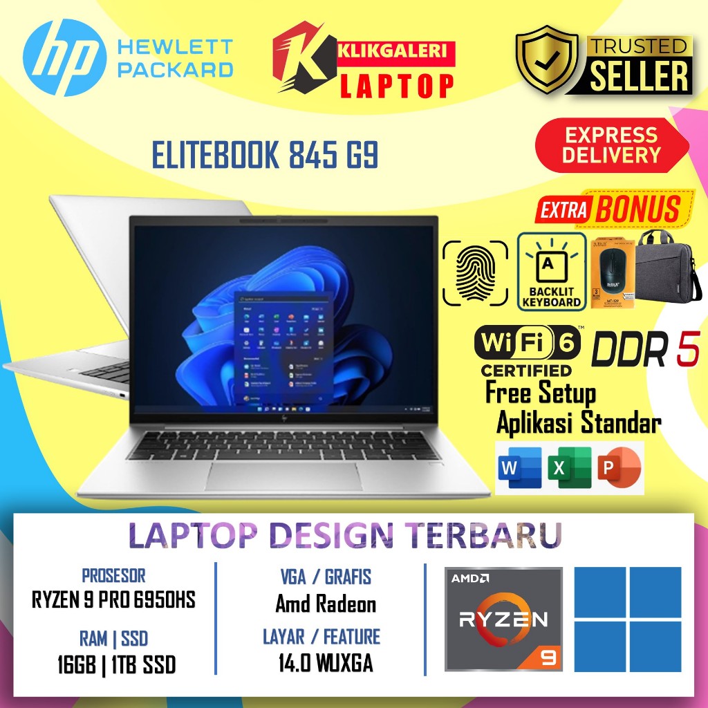Laptop HP Elitebook 845 G9 AMD Ryzen 9 PRO 6950HS Ram 16GB 1TB SSD 14.0 Wuxga Windows 10 Pro