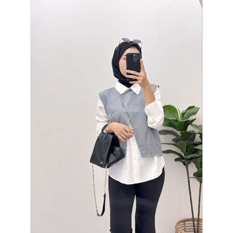 Nuna Vest Outer Premium Rompi Wanita Vest Tanpa Lengan Basic Wanita Korea