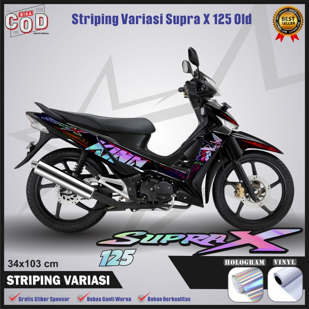 STRIPING STIKER LIST VARIASI MODIFIKASI MOTOR SUPRA X 125 BAHAN HOLOGRAM DAN VYNIL