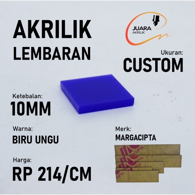 Akrilik Lembaran Custom | BIRU UNGU - 10mm
