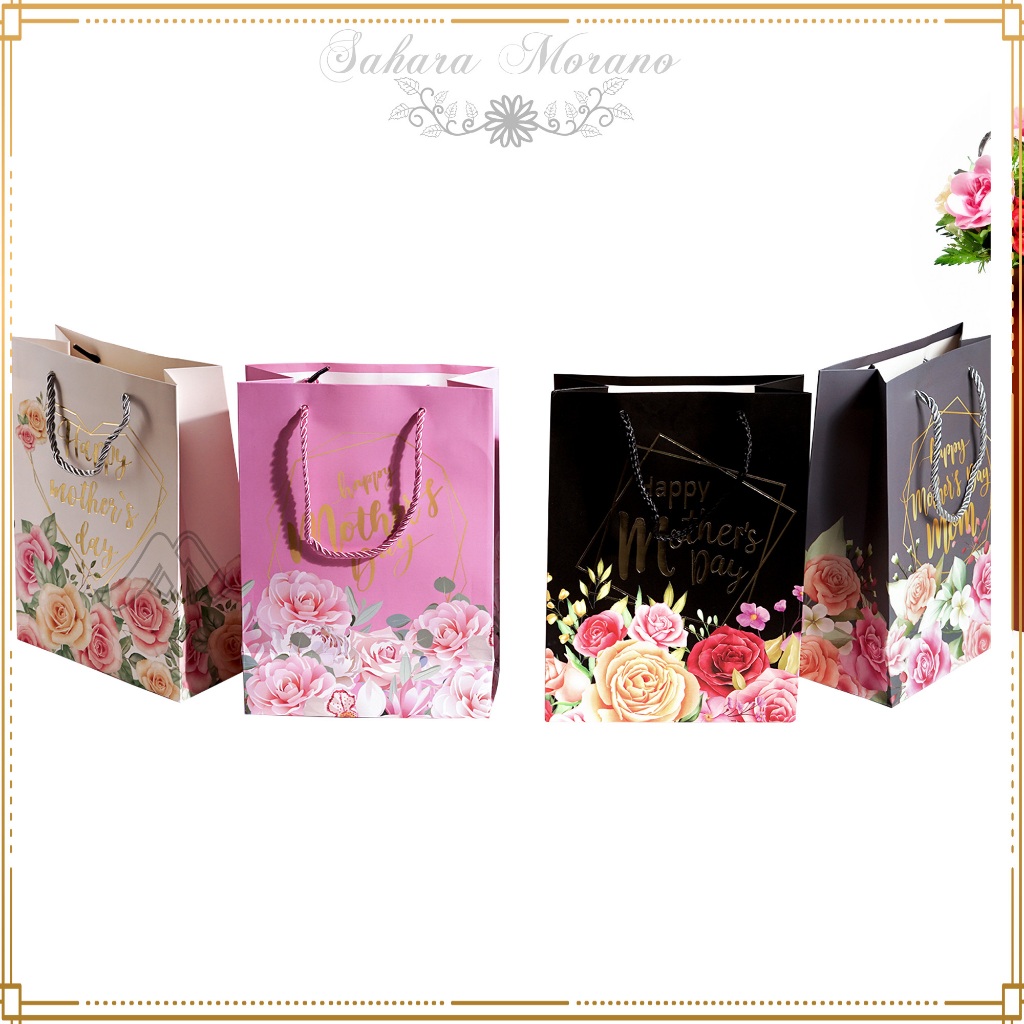 

Paper Bag Motif Bunga Happy Mother Day | Tas Belanja | Tas Souvenir | Goodie Bag | Tas Hampers