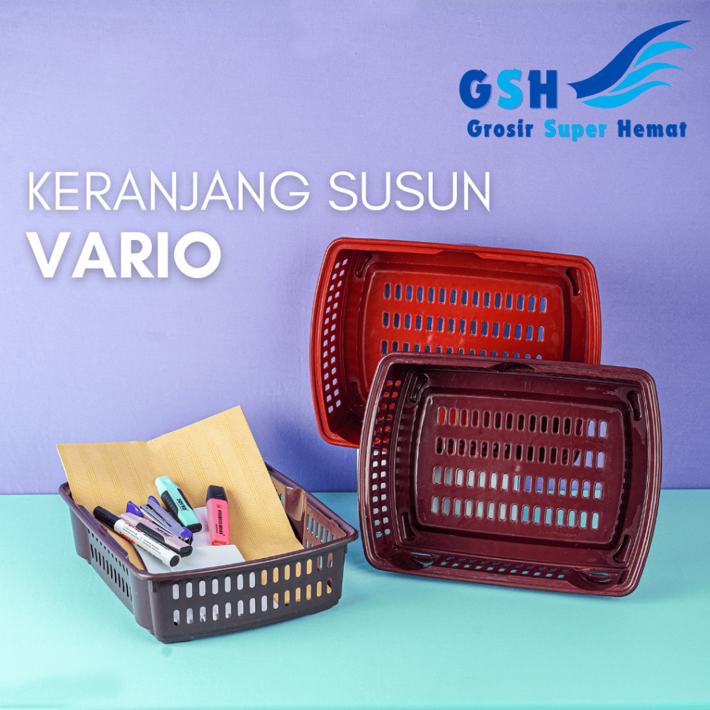 GSH - Keranjang Susun Vario (Isi 3-6-12 pcs) High Way Keranjang Segi Aesthetic Susun Tempat Kotak Pe