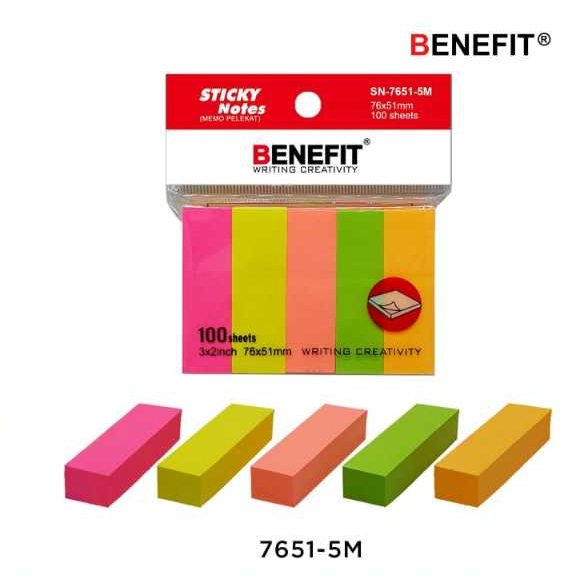 

Sticky Notes Benefit SN-7651-5M (1 pack isi 5 Warna)