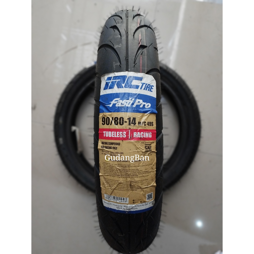 ( FASTI PRO  RING 14)  90 / 80 - 14 IRC Ban motor matic soft compound balap TUBELESS FREE PENTIL