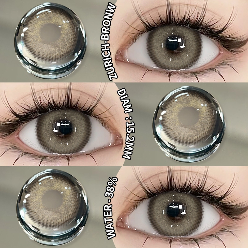 Eyeshare Softlens Zurich Brown1Pasang 14.5mm Big Eyes Lensa Kontak Soflen