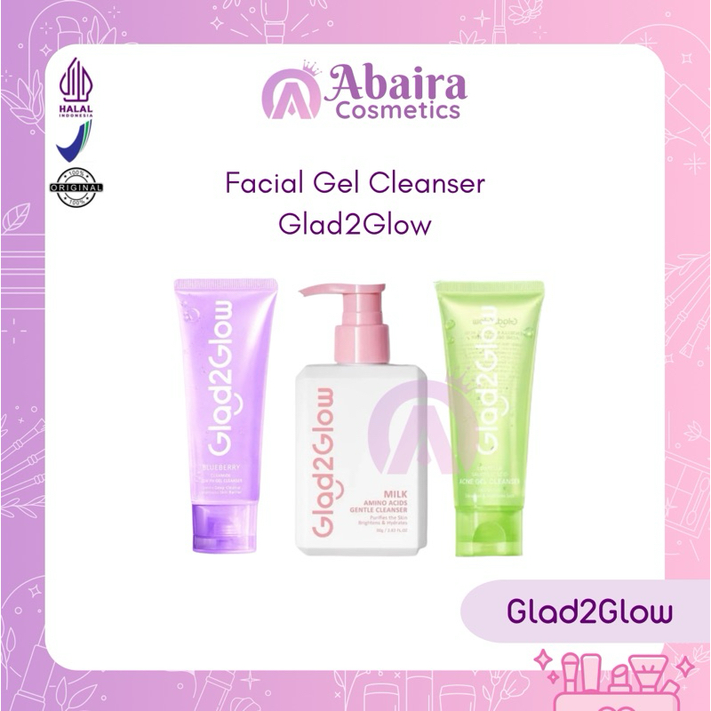 Glad2Glow - Facial Wash Cleanser Glad2Glow blueberry low ph gel cleanser | milk amino acid glad2glow