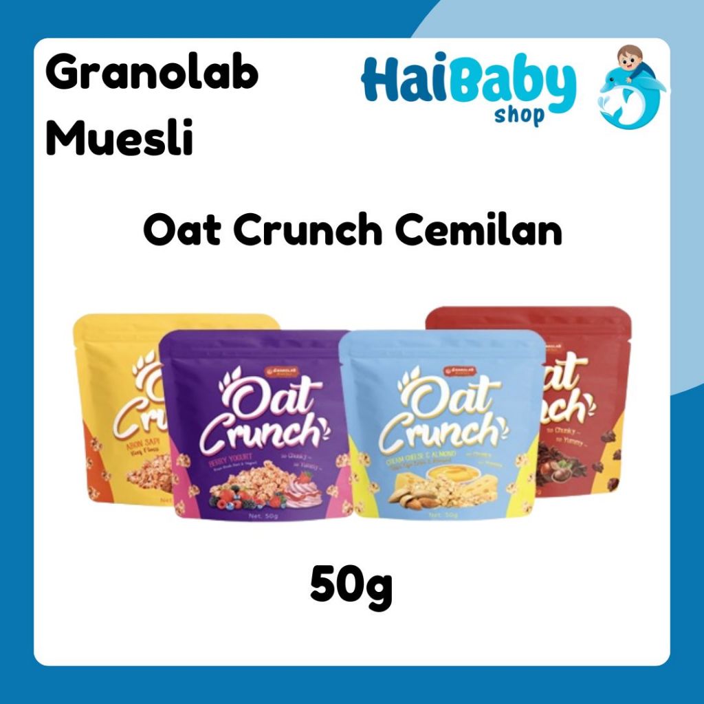 

Granolab Muesli Oat Crunch Cemilan Oats Organik 50gr - Chocotella | Berry Yogurt | Cheese Almond | Beef Floss