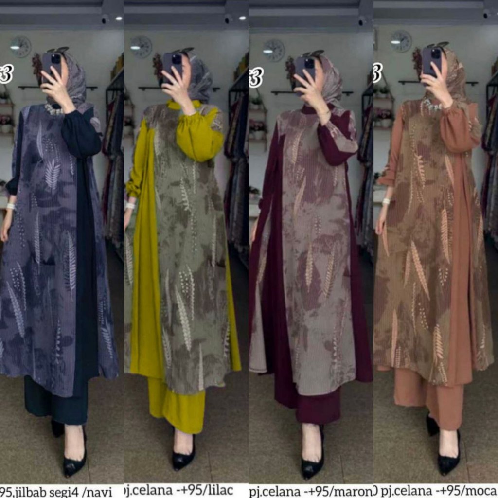  Setelan Tunik Set Hijab Terbaru Muslimah Premium Kondangan Dress Muslim Wanita Kekinian Tama Aisyah