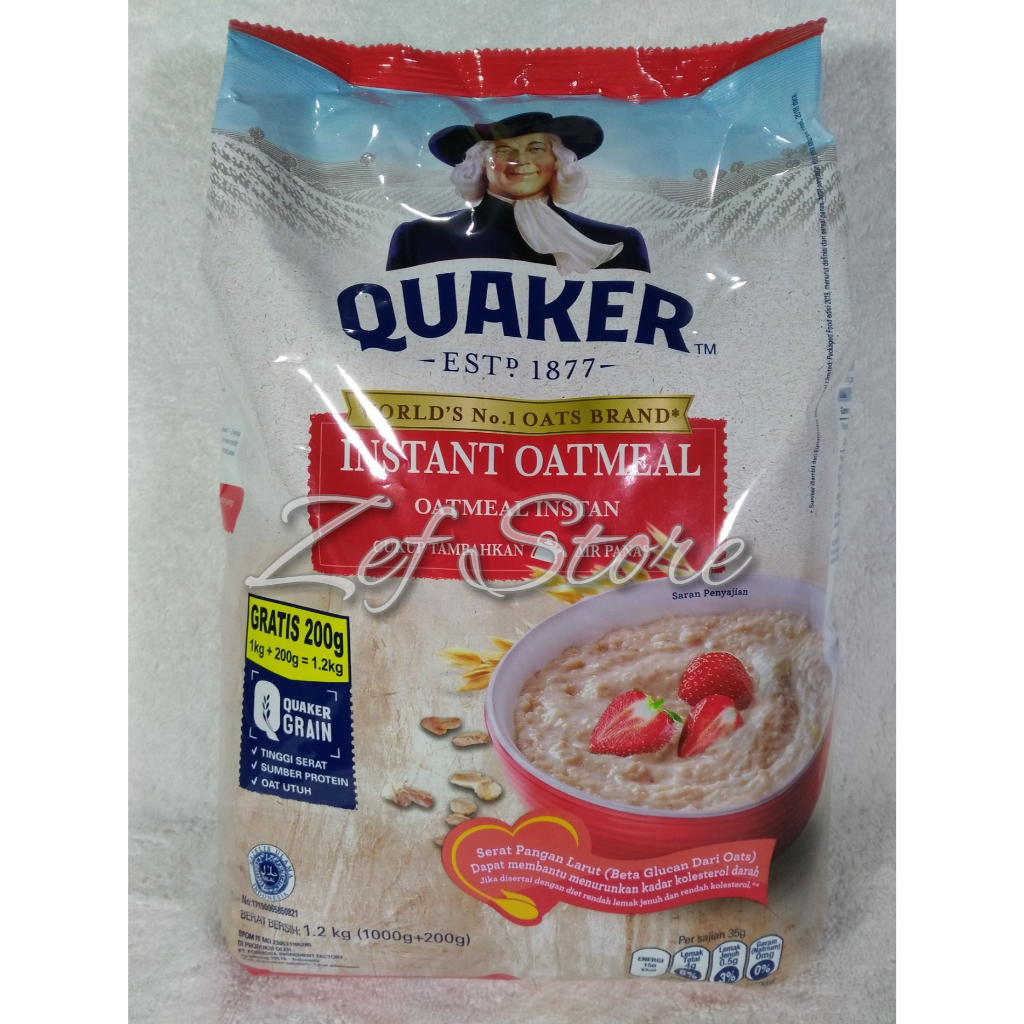 [ORIGINAL BPOM] Quaker Oat Havermut Havermout Instant Oatmeal Instan 1.2kg - 1.2 kg - 1200gr - 1200 