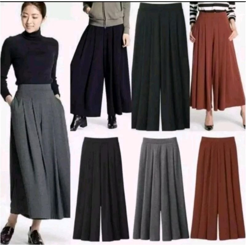 UNQ comfy jersey wide cullotes / celana kulot panjang wanita