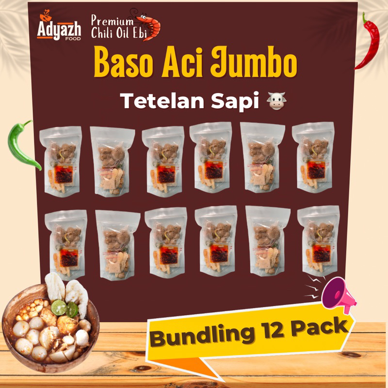 

BASO ACI JUMBO TETELAN SAPI, PREMIUM CHILI OIL EBI, BASO ACI INSTANT