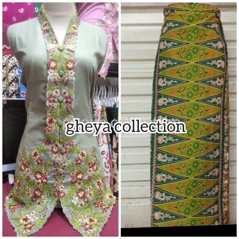 GHEYA||setelan kebaya encim bordir bunga kecil/seragam kerja formal/kebaya wanita modern lengan panj