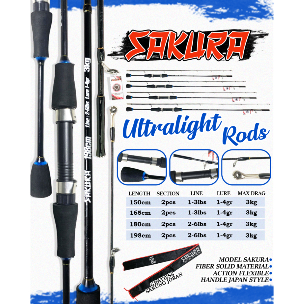 Joran UL Sakura Series Fiber solid Handle japan style Line 2-6lb