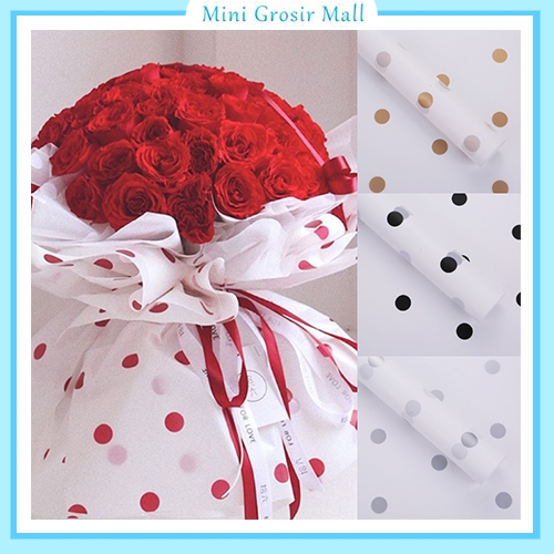 

Kertas Buket Serat Tissue Polkadot Flower Wrapping Kertas Florist Flower Wrapping Paper KB04