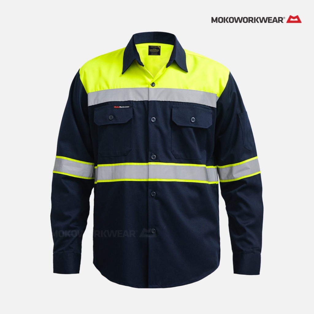 MokoWorkwear - (TERBARU) WEARPACK SAFETY MOKO WORKWEAR LIME-NAVY