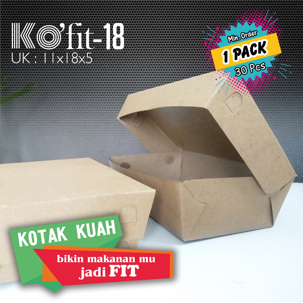 

Lunch Box 11x18x5 KO'FIT (M) Craft + Laminasi / Dus Anti Bocor, Kotak Kuah, Kotak Mie, Ayam Goreng