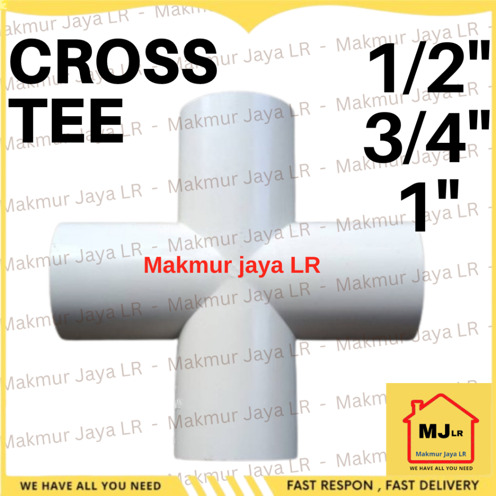 Cross Tee 4 Way 1/2" 3/4" 1" PVC Tee cabang 4 Tee Plus 1/2 3/4 1 inch T +
