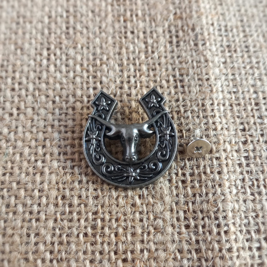 Buffalo Head Pattern Snap Button Screwback Concho Bifold Wallet Belt Leather Craft Accessories