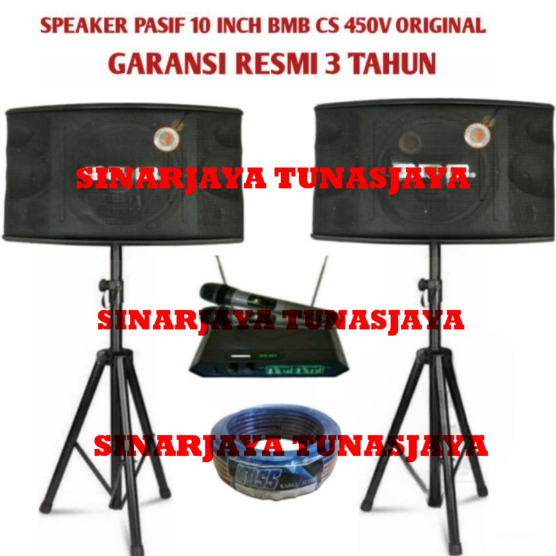 Speaker Pasif BMB CS450V 10 Inch Original  BMB CS 450V Komplit Mic Wireless Shure Dan Stand speaker