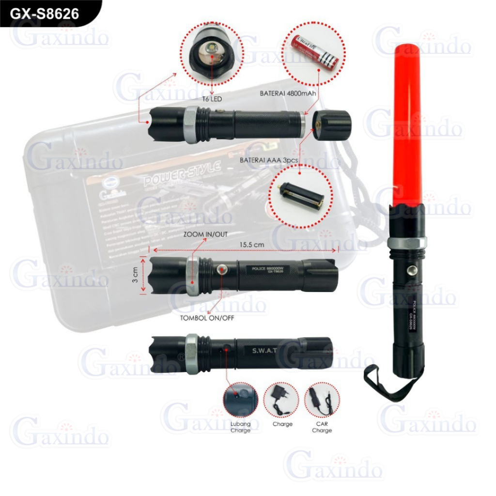 SENTER SWAT POLICE S8626 SENTER PENTUNGAN POLIS 4 WARNA SENTER BATERAI