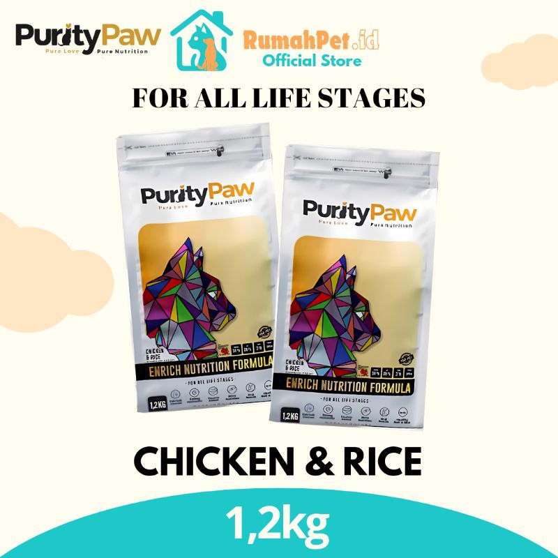 Purity Paw Cat Food All Stage 1,2kg Purity Paw Makanan Kucing Chicken & Rice 1,2kg
