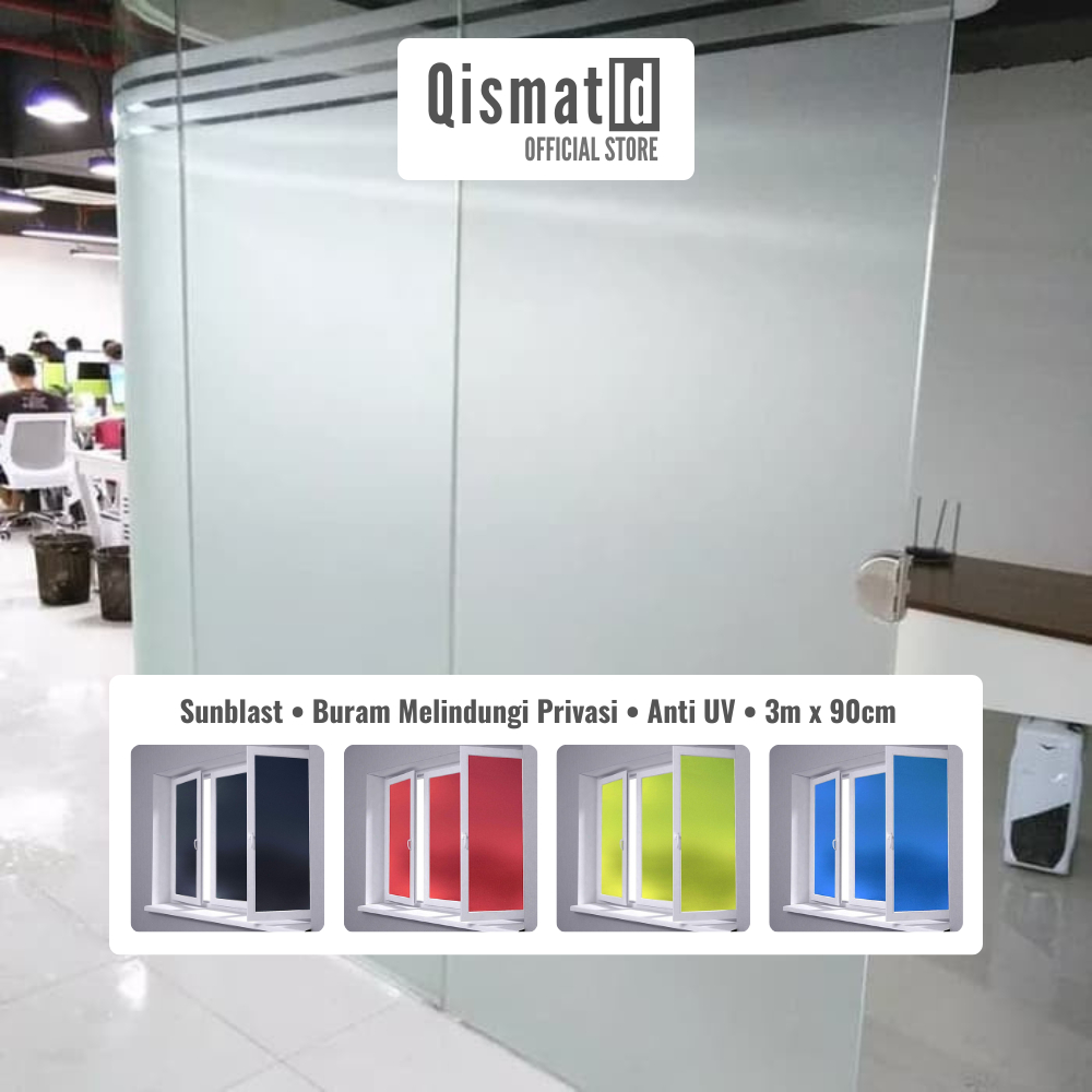 [High Quality] Stiker Kaca Film/Jendela Polos 3m x 90cm Plain Melindungi Privasi Biru Merah Hitam Ku