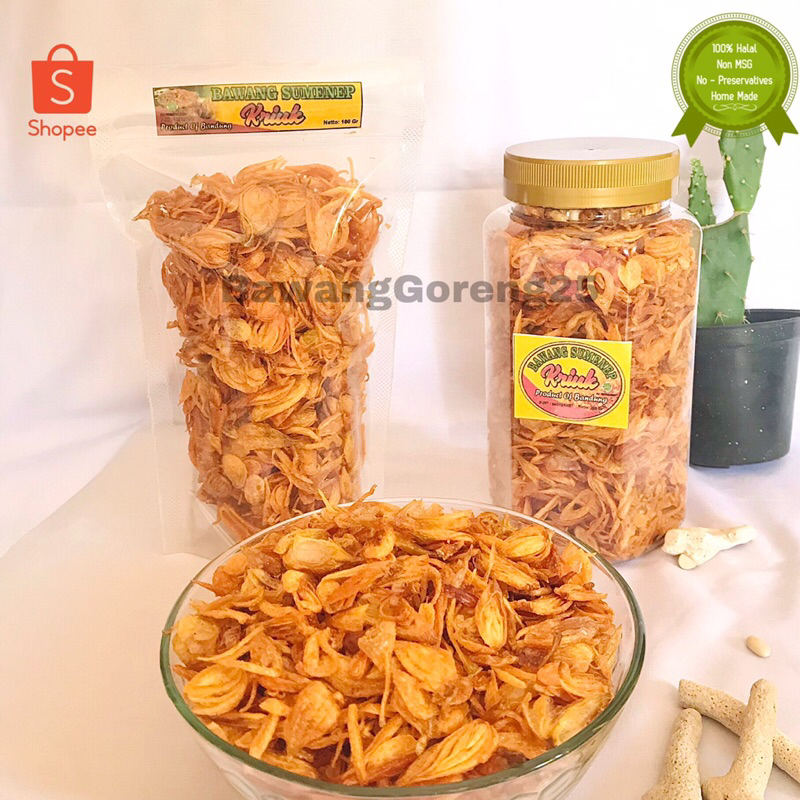 

Paket Hemat Bawang Goreng Sumenep Kriukk. ( ORI 100% Tanpa Campuran ) Kemasan 200gr dan 100gr