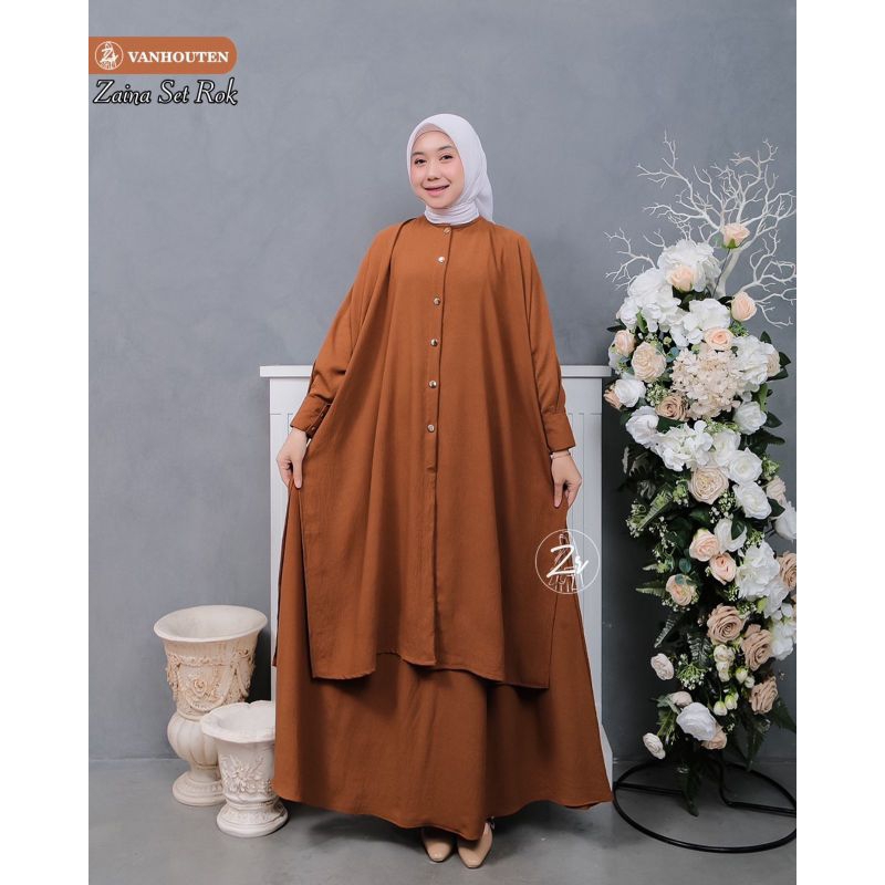 Zaina Set Rok Ny ZR/Gamis One Set Rok/Gamis Wanita Terlaris