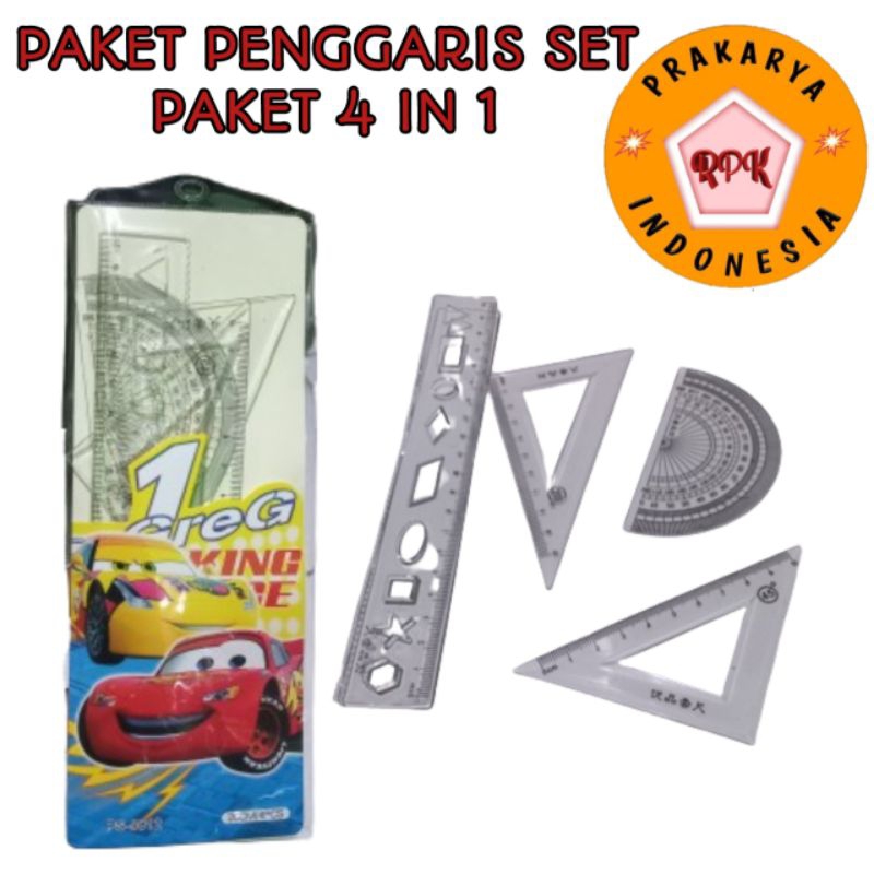 Penggaris set 4 IN 1 ATK ( alat tulis kantor)