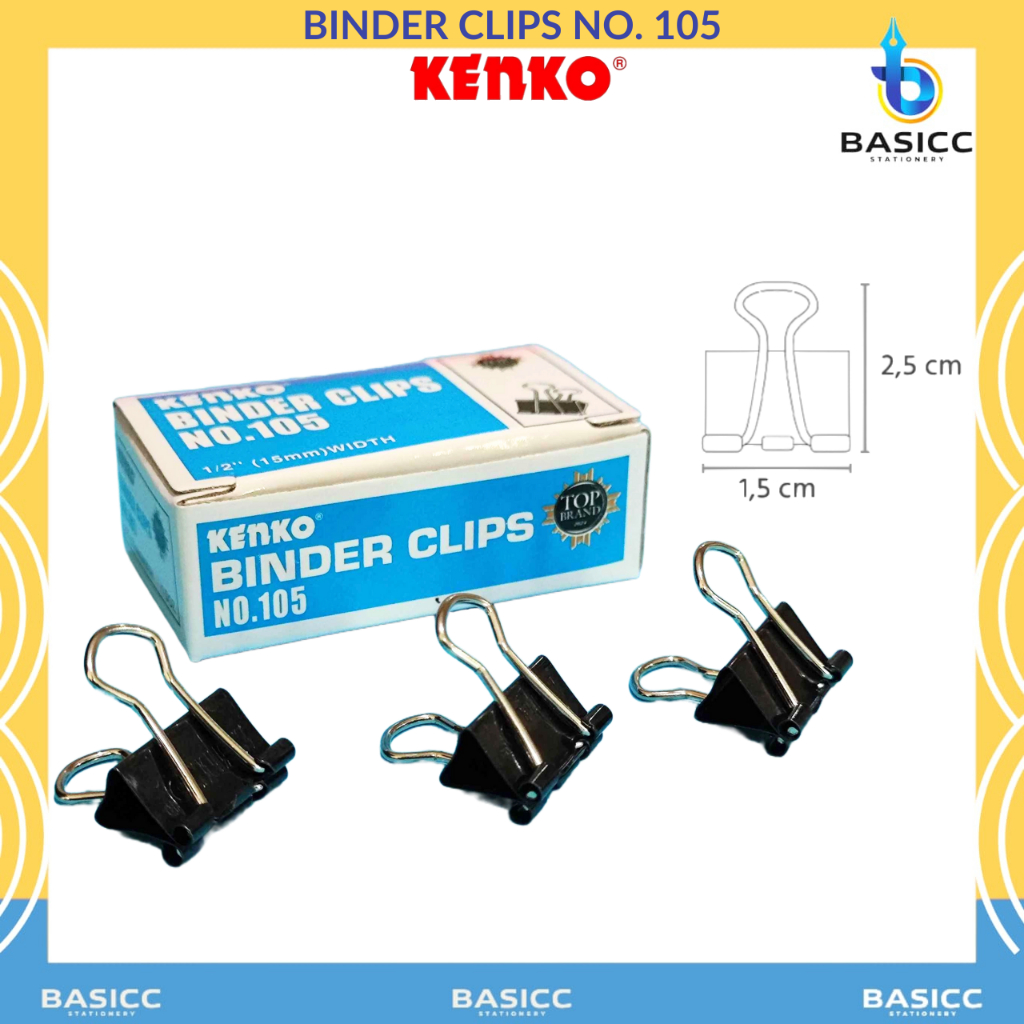 

Kenko Binder Clip 15 mm Klip Penjepit Kertas No.105 | @1Box=12Pcs