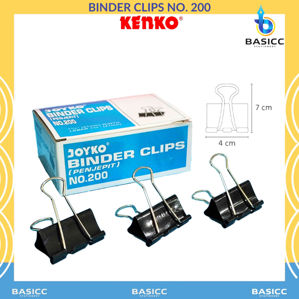 

Kenko Binder Clip 41mm Klip Penjepit Kertas No. 200 | @1Box=12Pcs