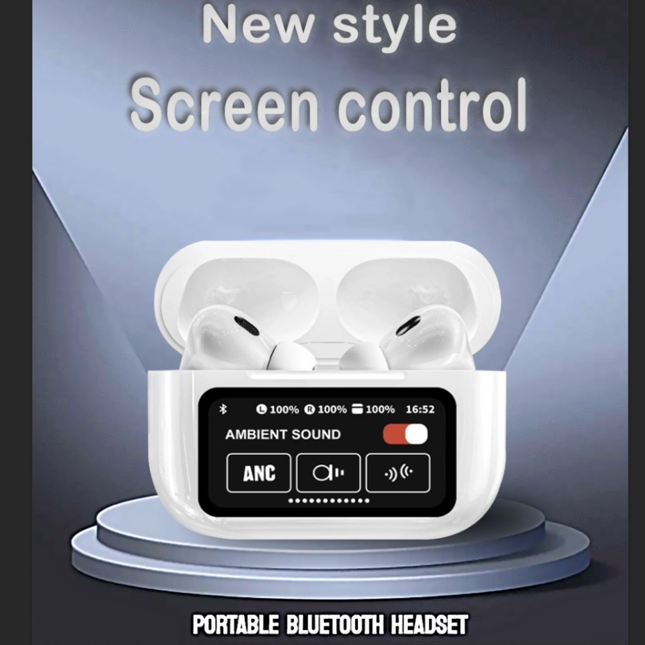 ANC/ENC  LED LCD TWS True Wireless Stereo Bluetooth - WHITE A9 PRO AMBIENT SOUND Earphone v5.3 Freep