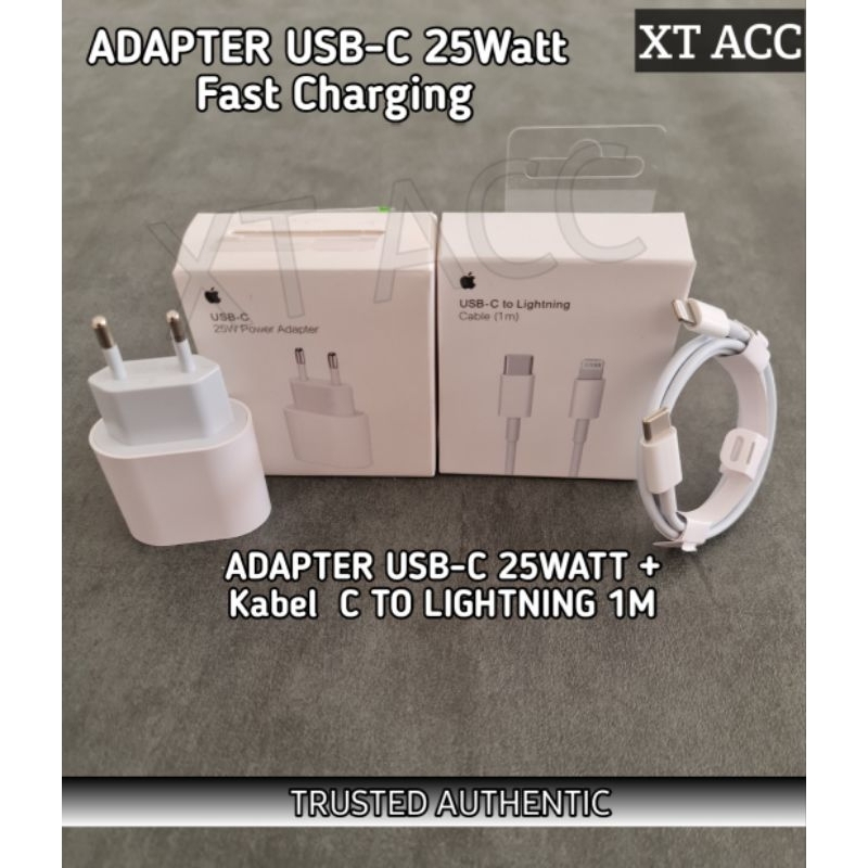 CHARGER 25Watt ADAPTOR / 25W PD FASTCHARGING /USB C/ TYPE-C/ Tipe-C to Lightning Iphone BATOK/Adapte