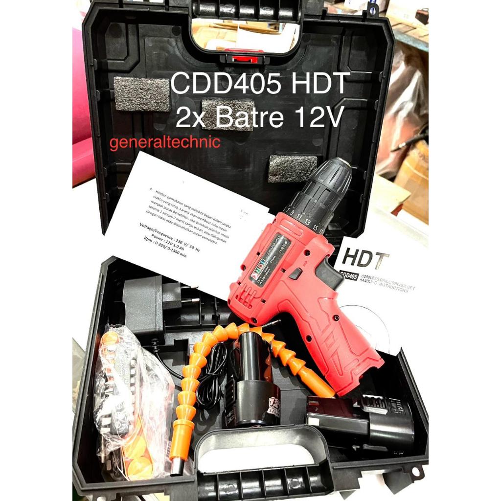 Bor Cas HDT 12V 10MM Cordless Drill HDT CDD405 2 Batre Bor Cas HDT CDD-405 HDT