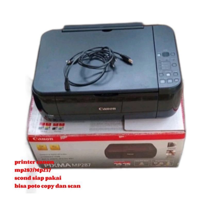 PRINTER Canon MP287/mp237 bisa foto copy secen print black color siap pakai scond rasa baru