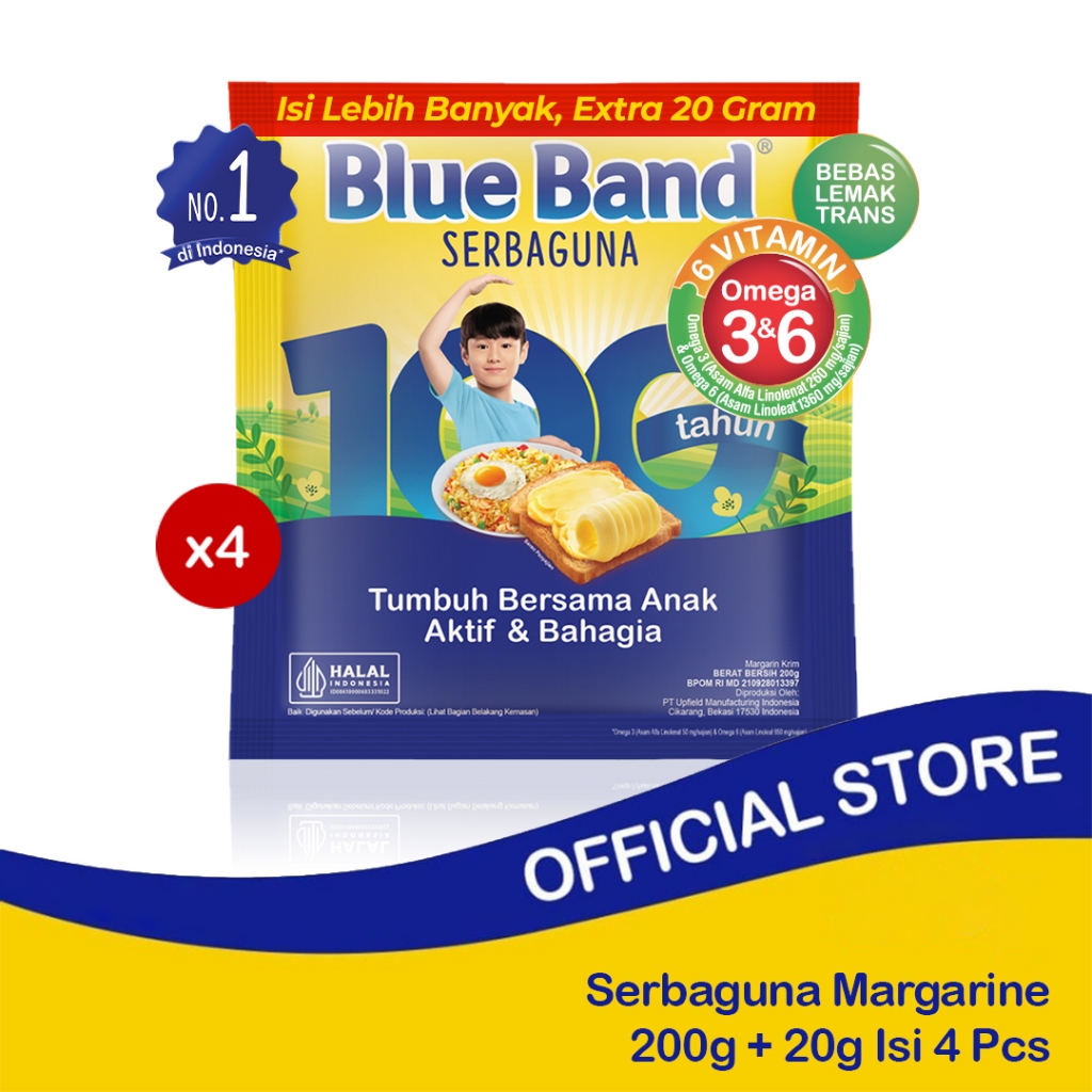 

[Exclusive] Blue Band Serbaguna Margarine Sachet 200gr+20gr Isi 4pcs