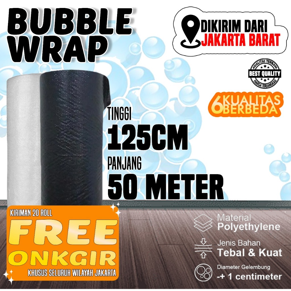 

BUBBLE WRAP ROLL 125cm x 50Meter BENING HITAM TEBAL ELASTIS