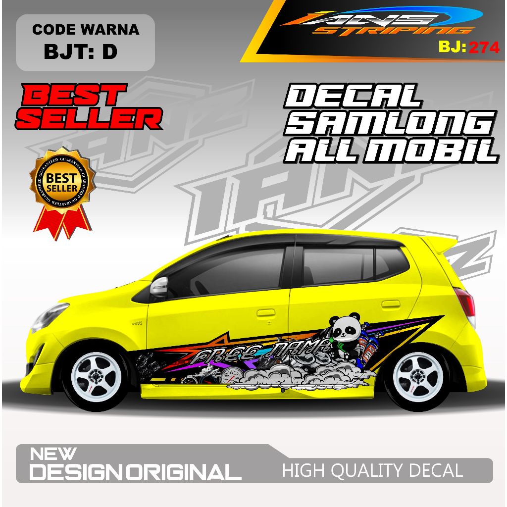 BJT 274 - DECAL STIKER THAILOOK RACING LOOK TURBO VARIASI MOBIL BRIO AGYA ALYA MARCH JAZZ YARIS UNIV