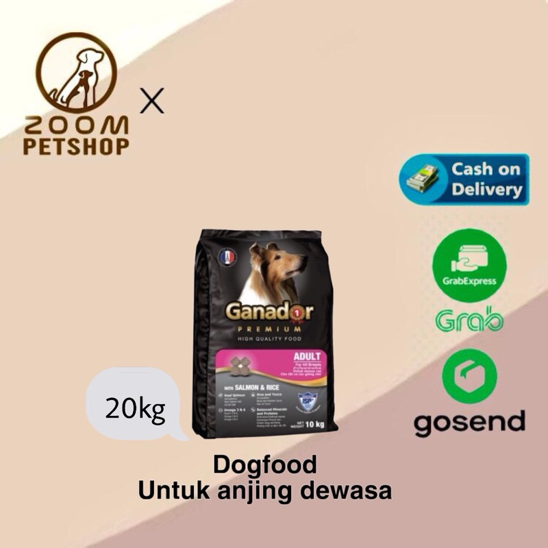 Ganador adult 20kg salmon & rice dog food / makanan anjing dewasa