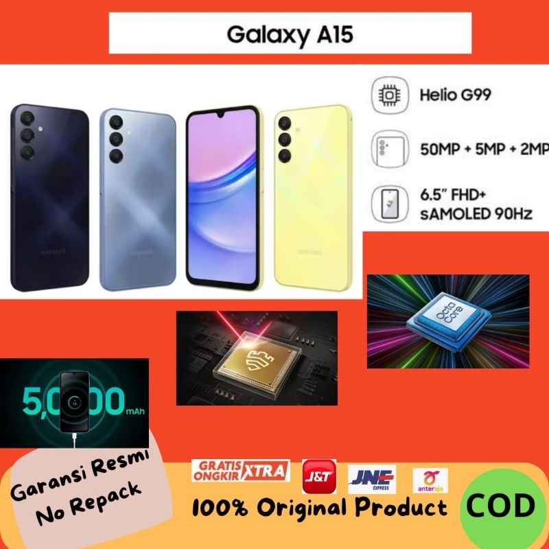 HP Samsung Galaxi A15 8GB+128GB Garansi Resmi  Original segel No Repack