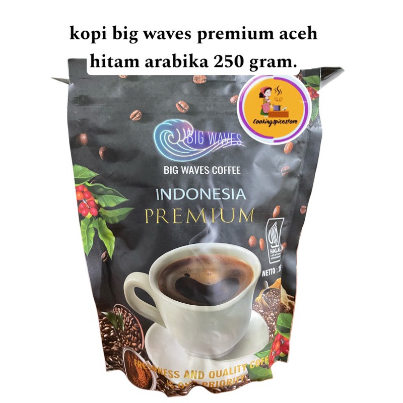 

kopi big waves premium aceh hitam arabika 250 gram.