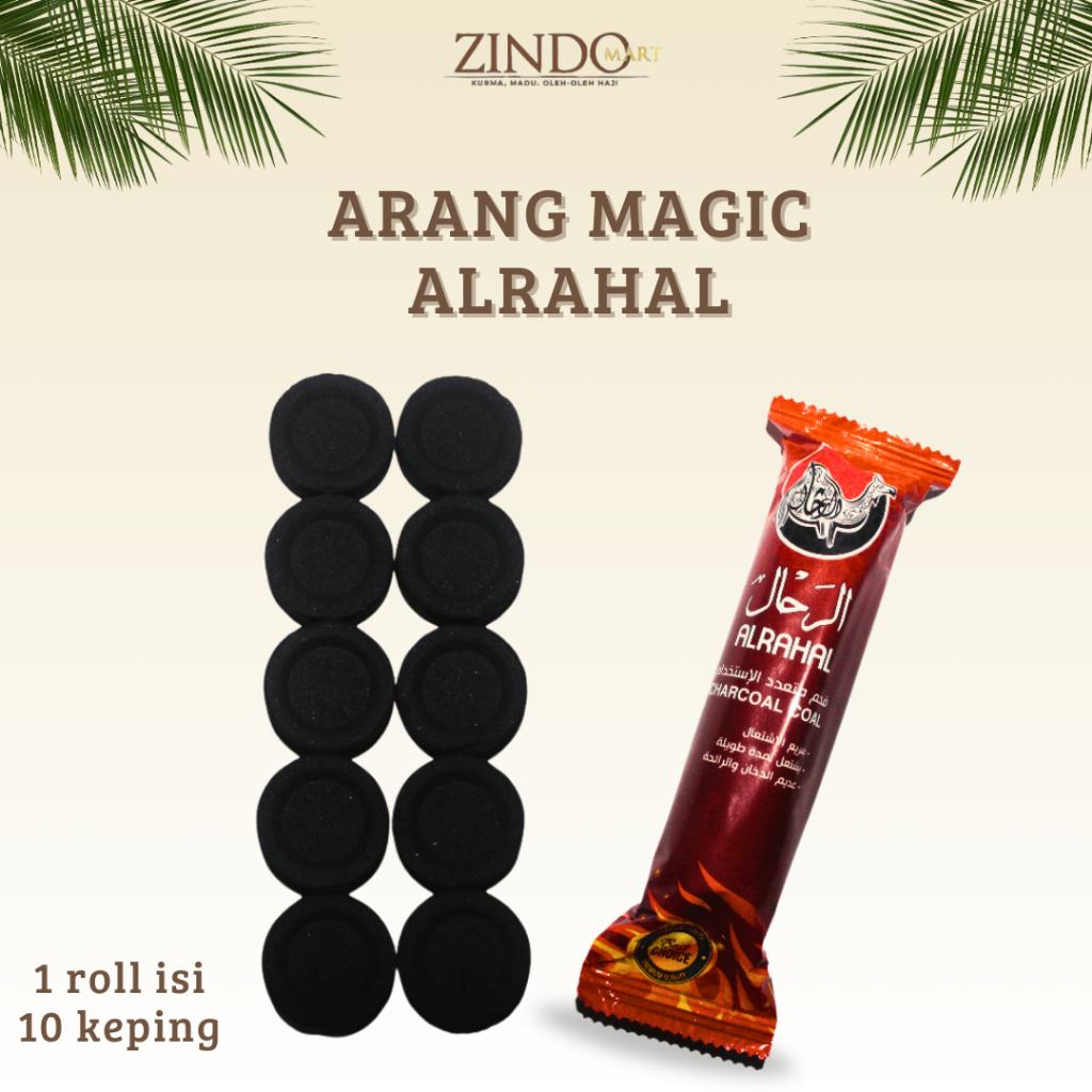 ARANG MAGIC ALRAHAL / ARANG BUKHUR / ARANG DUPA PER ROLL/BUNGKUS ISI 10 KEPING CHARCOAL TAHAN LAMA