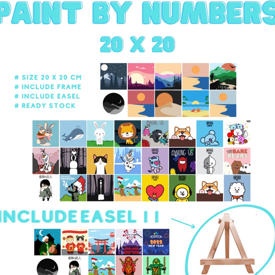 

SEGERA BELI TERMASUK EASEL DIY Paint by Number Kit by Cocoartid Canvas Lukis Set Easel Lukisan