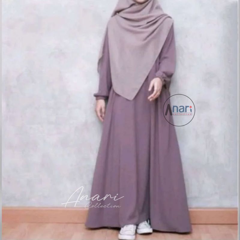 TERMURAH BESTPROMO (BISA COD) ABAYA LENGAN KARET / BASIC ABAYA POLOS / GAMIS WANITA SANTRI PUTRI